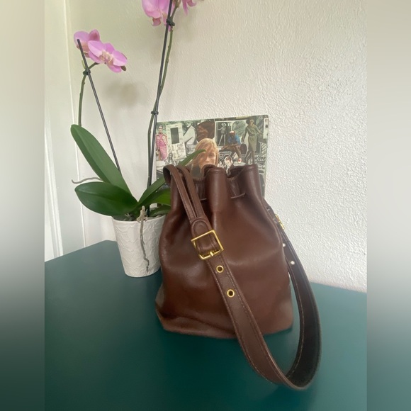 Vintage Coach Legacy Double Buckle Drawstring Bucket Bag